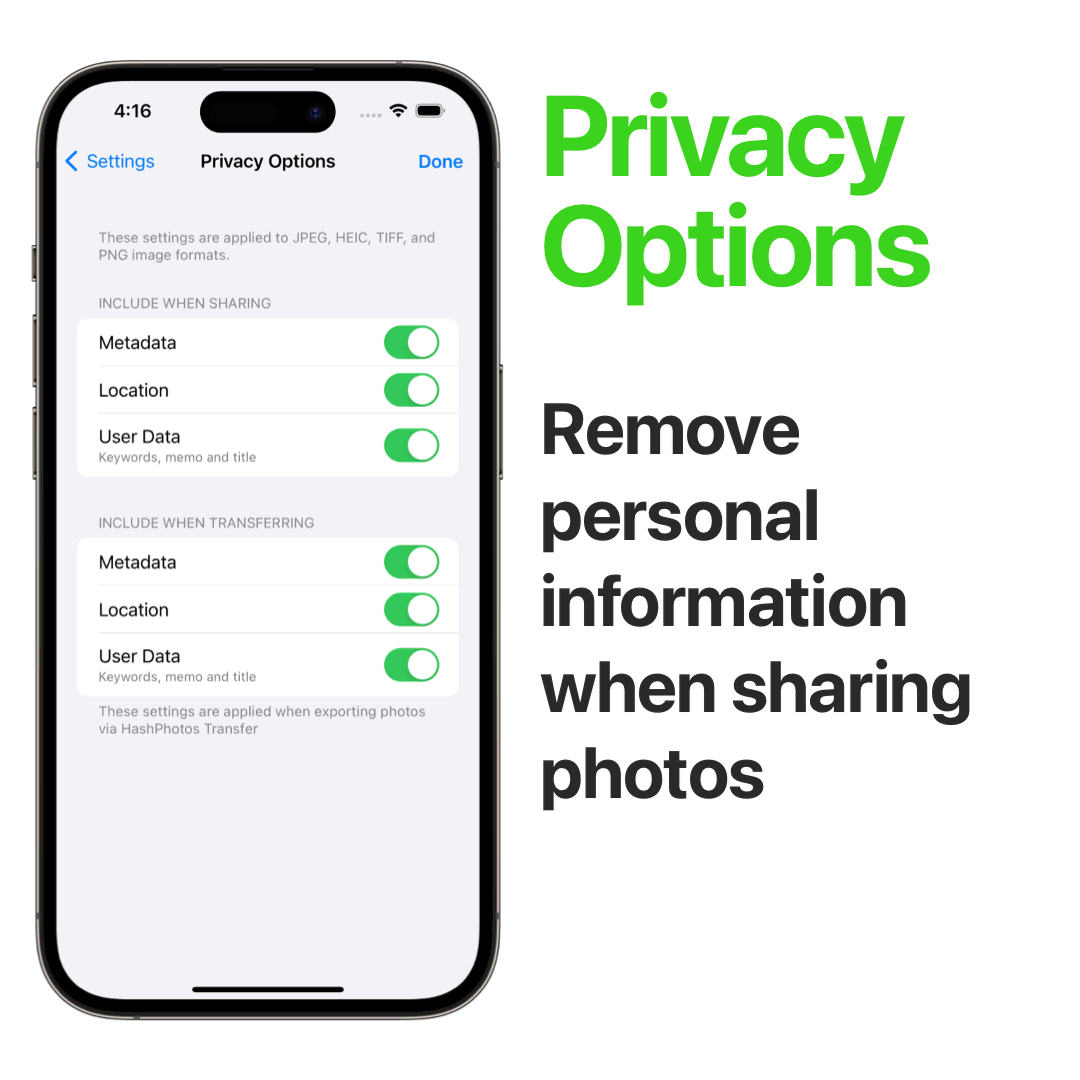 Privacy Options - Remove personal information when sharing photos